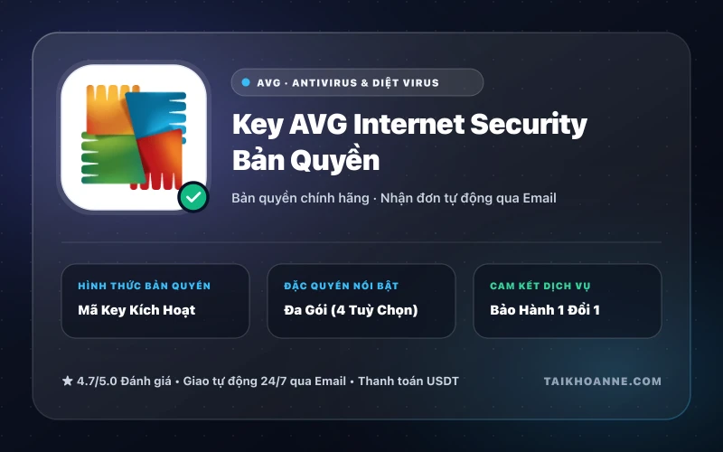 Key AVG Internet Security Bản Quyền