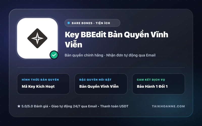 Key BBEdit Bản Quyền Vĩnh Viễn