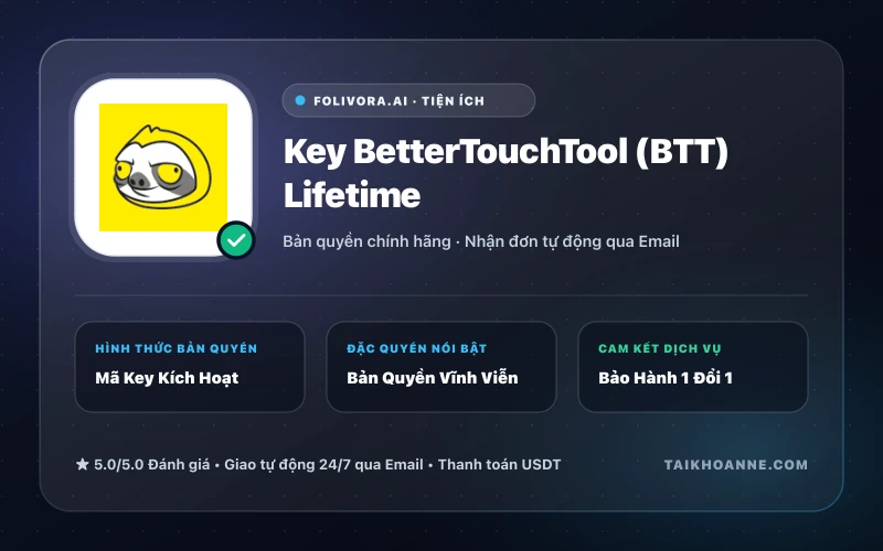 Key BetterTouchTool (BTT) Lifetime