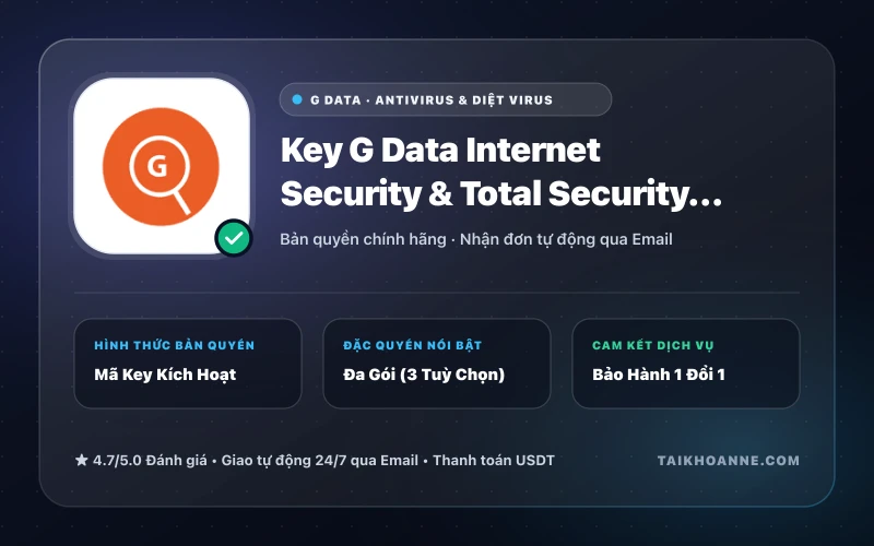 Key G Data Internet Security & Total Security Bản Quyền