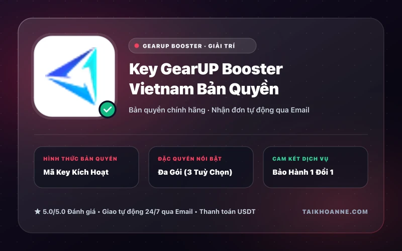 Key GearUP Booster Vietnam Bản Quyền