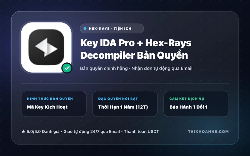 Key IDA Pro + Hex-Rays Decompiler Bản Quyền