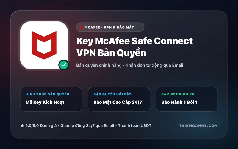 Key McAfee Safe Connect VPN Bản Quyền