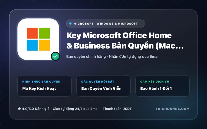 Key Microsoft Office Home & Business Bản Quyền (Mac & PC)