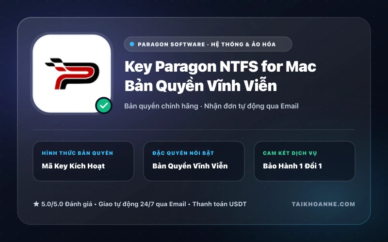 Key Paragon NTFS for Mac Bản Quyền Vĩnh Viễn