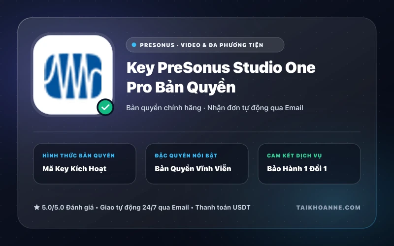 Key PreSonus Studio One Pro Bản Quyền