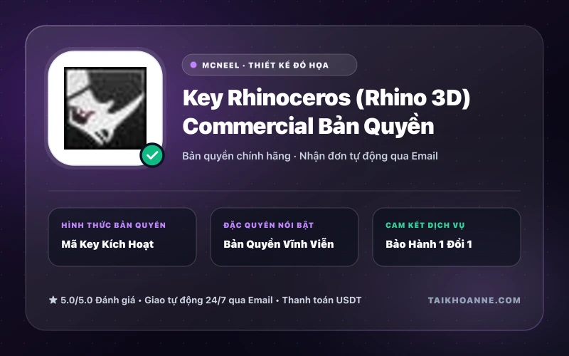 Key Rhinoceros (Rhino 3D) Commercial Bản Quyền