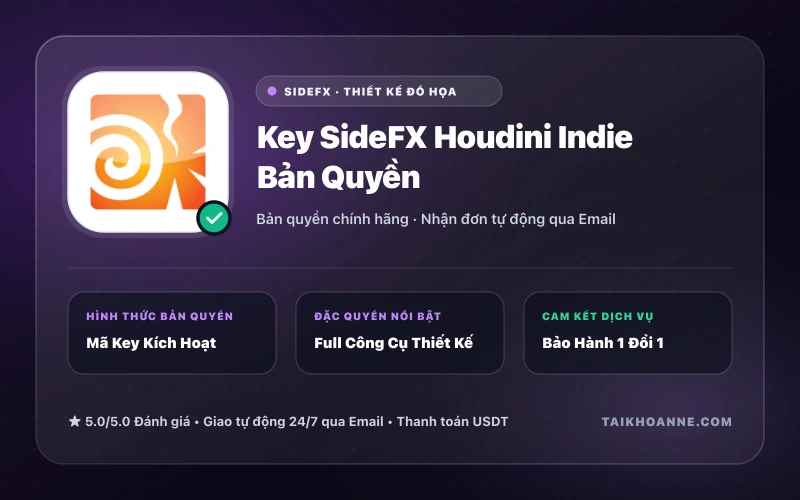 Key SideFX Houdini Indie Bản Quyền