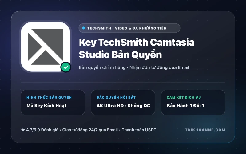 Key TechSmith Camtasia Studio Bản Quyền