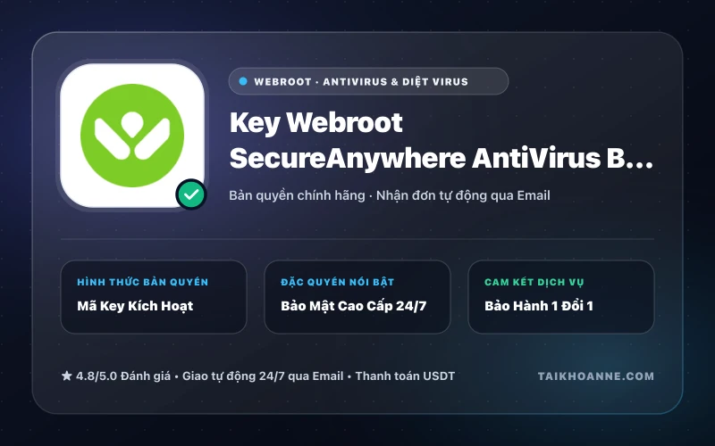 Key Webroot SecureAnywhere AntiVirus Bản Quyền