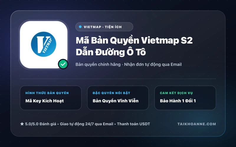 Mã Bản Quyền Vietmap S2 Dẫn Đường Ô Tô
