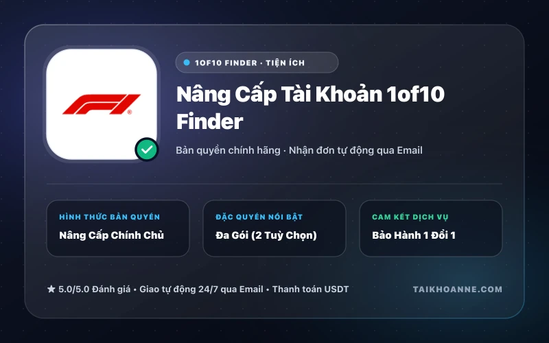Nâng Cấp Tài Khoản 1of10 Finder