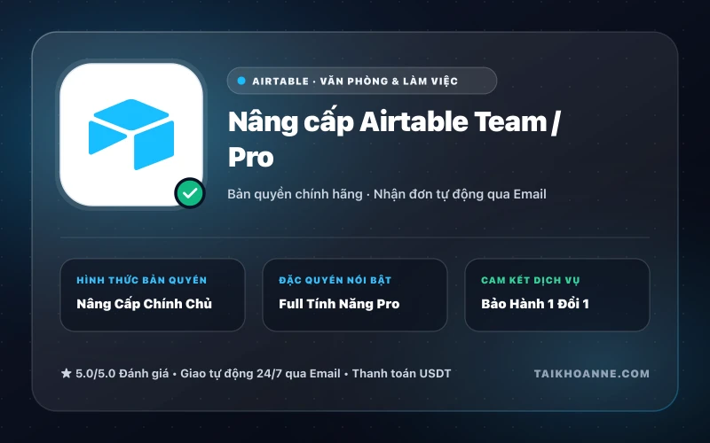 Nâng cấp Airtable Team / Pro