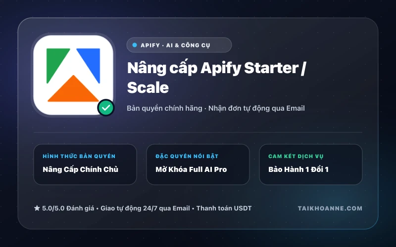 Nâng cấp Apify Starter / Scale