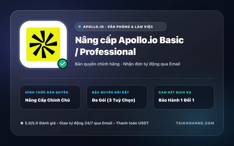 Nâng cấp Apollo.io Basic / Professional