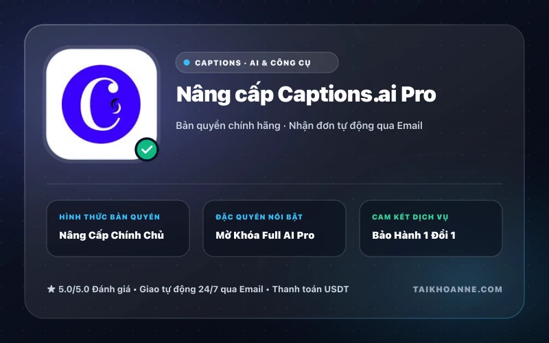 Nâng cấp Captions.ai Pro