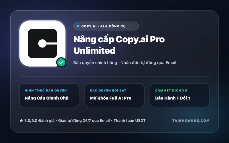 Nâng cấp Copy.ai Pro Unlimited
