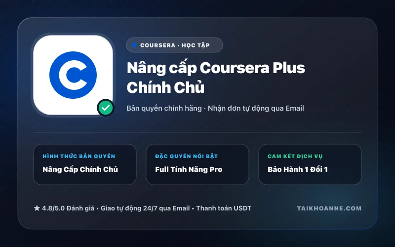 Nâng cấp Coursera Plus Chính Chủ