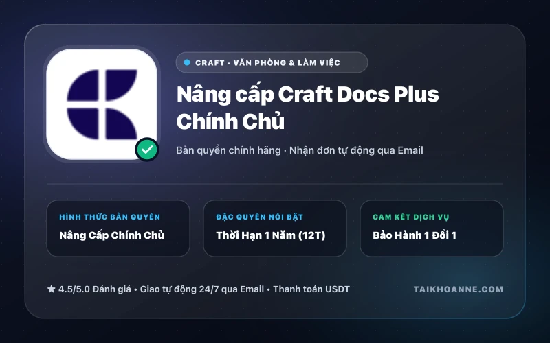 Nâng cấp Craft Docs Plus Chính Chủ