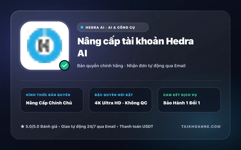 Nâng cấp tài khoản Hedra AI