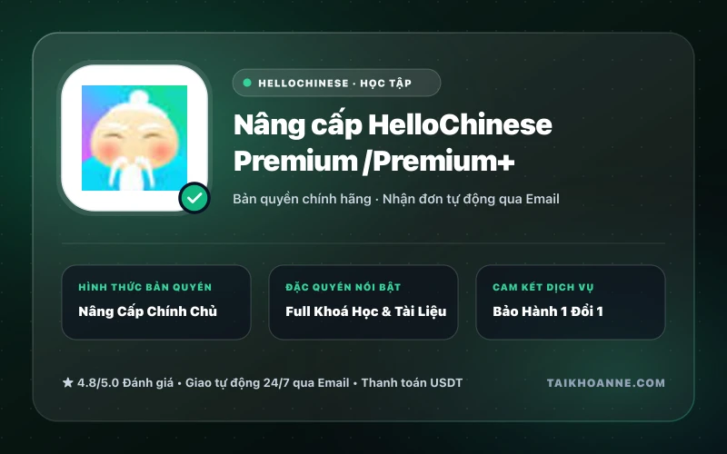 Nâng cấp HelloChinese Premium /Premium+