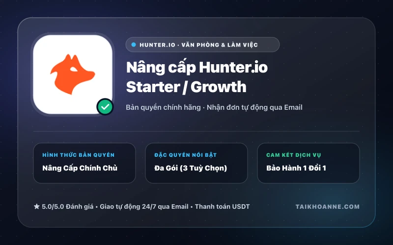 Nâng cấp Hunter.io Starter / Growth