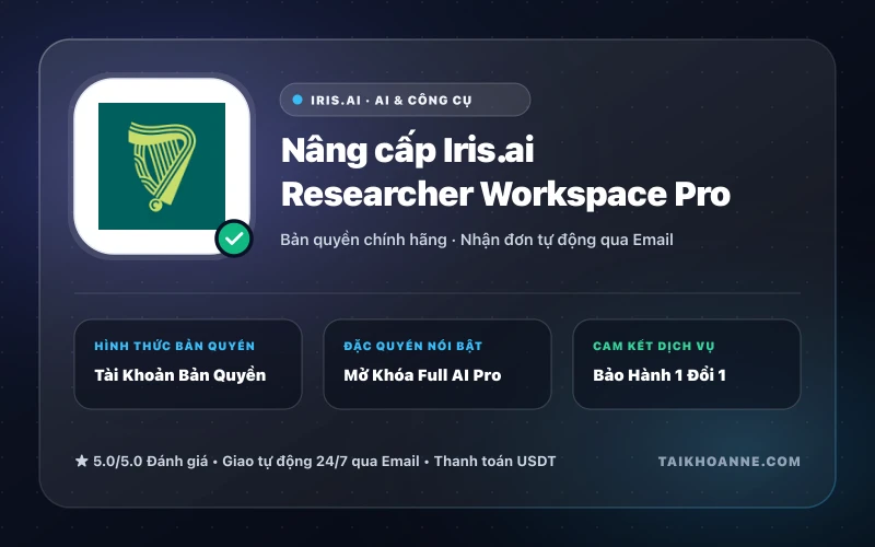 Nâng cấp Iris.ai Researcher Workspace Pro