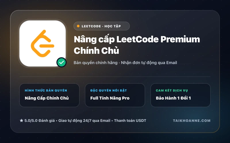 Nâng cấp LeetCode Premium Chính Chủ