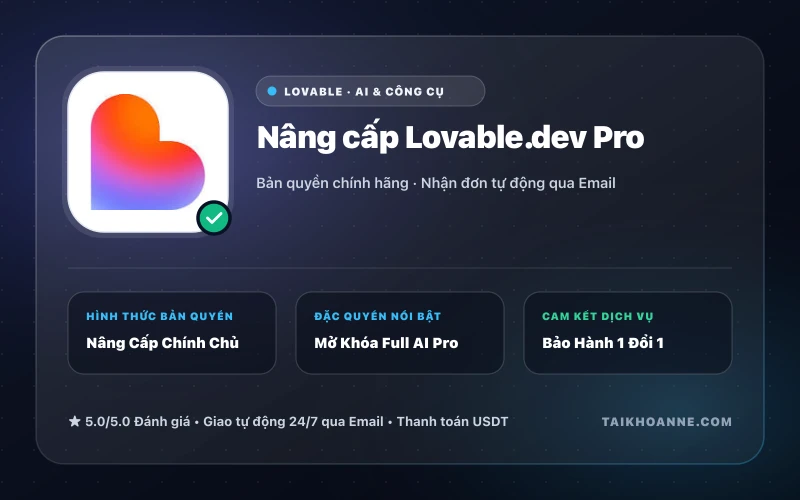Nâng cấp Lovable.dev Pro