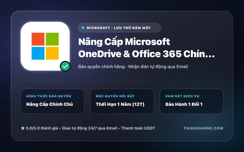 Nâng Cấp Microsoft OneDrive & Office 365 Chính Chủ