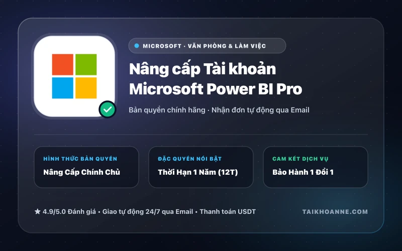 Nâng cấp Tài khoản Microsoft Power BI Pro