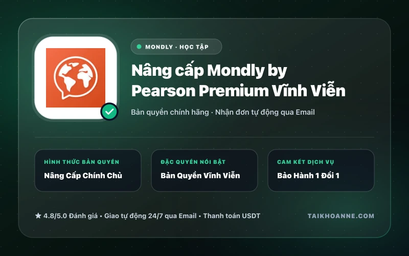 Nâng cấp Mondly by Pearson Premium Vĩnh Viễn