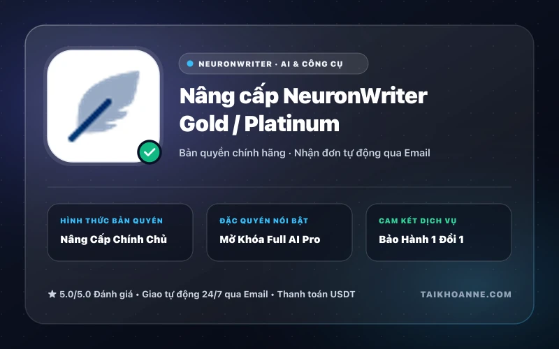 Nâng cấp NeuronWriter Gold / Platinum
