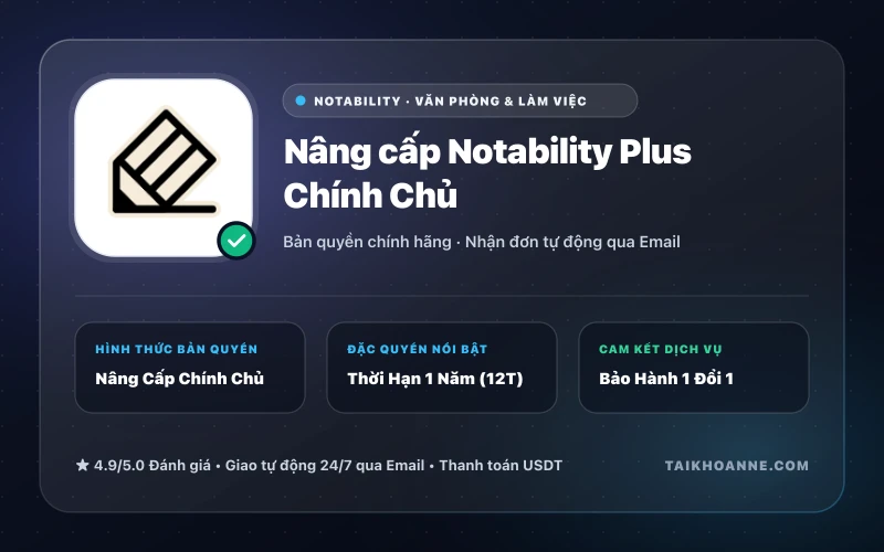 Nâng cấp Notability Plus Chính Chủ