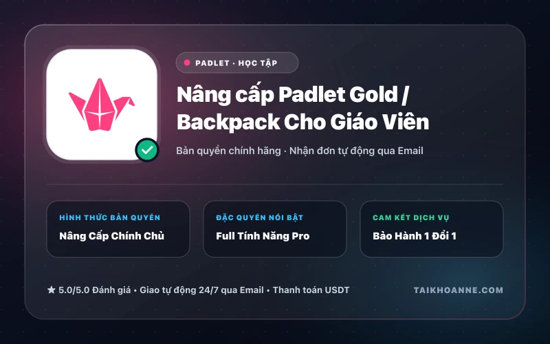 Nâng cấp Padlet Gold / Backpack Cho Giáo Viên