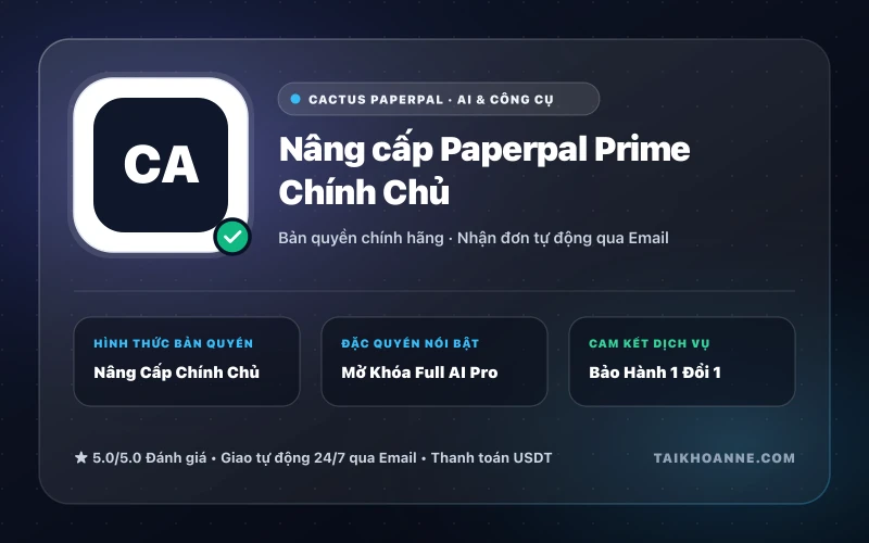 Nâng cấp Paperpal Prime Chính Chủ