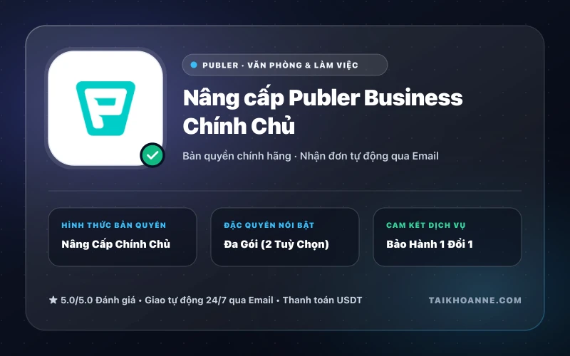 Nâng cấp Publer Business Chính Chủ