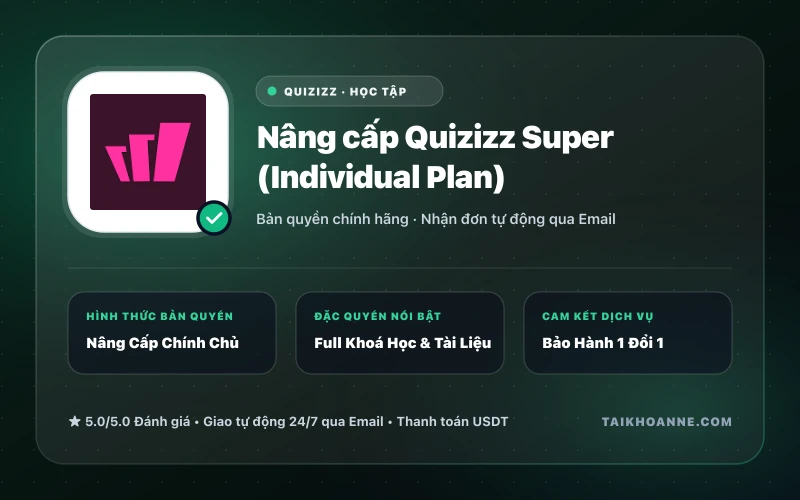 Nâng cấp Quizizz Super (Individual Plan)