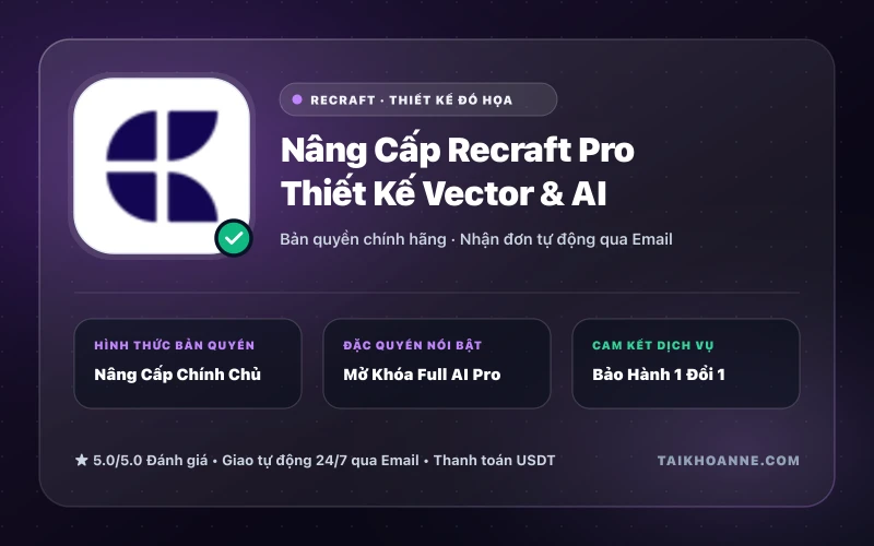 Nâng Cấp Recraft Pro Thiết Kế Vector & AI