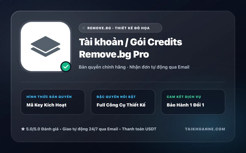Tài khoản / Gói Credits Remove.bg Pro