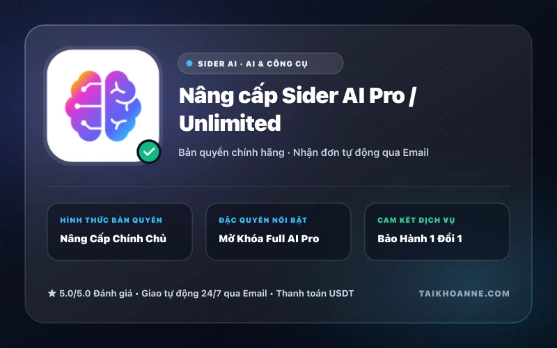 Nâng cấp Sider AI Pro / Unlimited