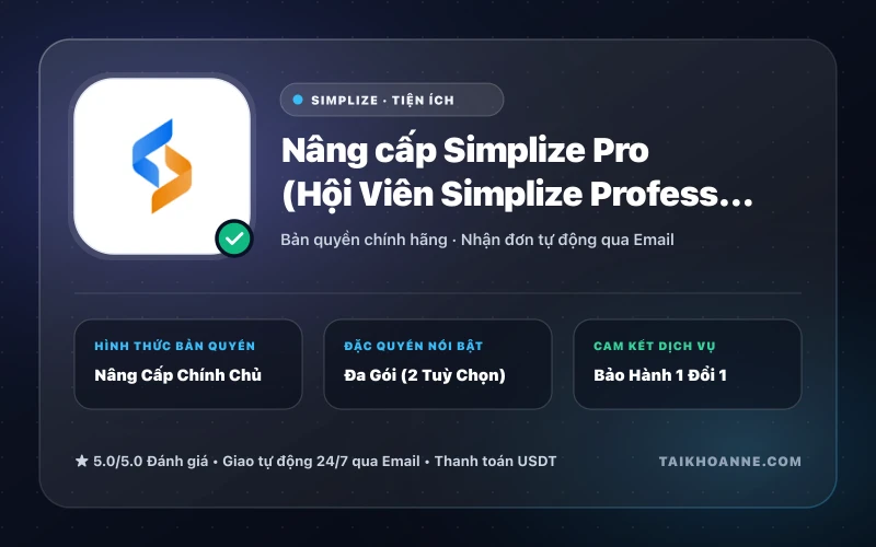 Nâng cấp Simplize Pro (Hội Viên Simplize Professional)