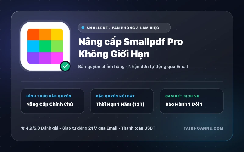 Nâng cấp Smallpdf Pro Không Giới Hạn
