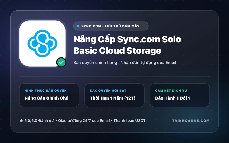 Nâng Cấp Sync.com Solo Basic Cloud Storage