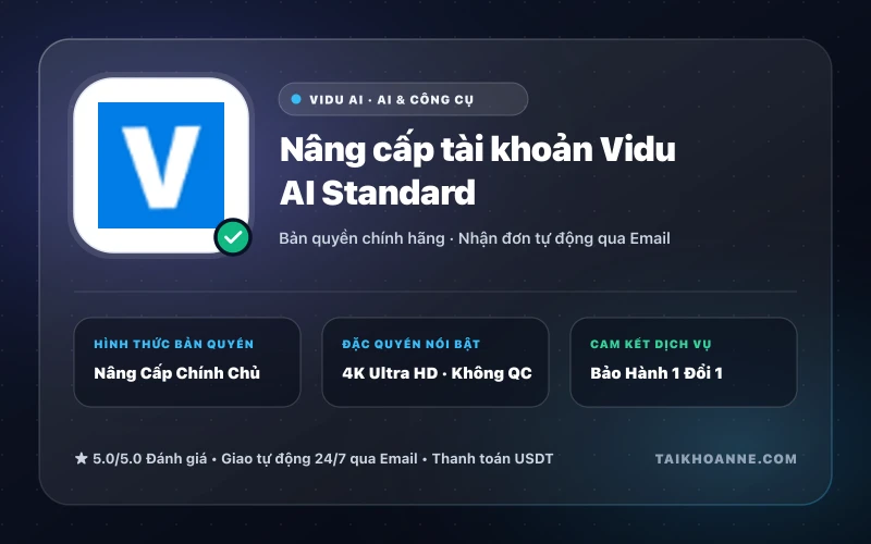 Nâng cấp tài khoản Vidu AI Standard
