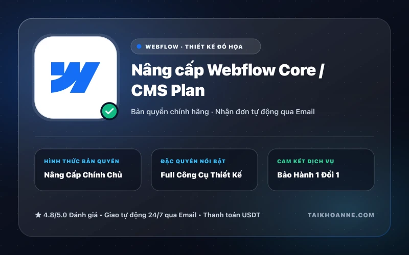 Nâng cấp Webflow Core / CMS Plan