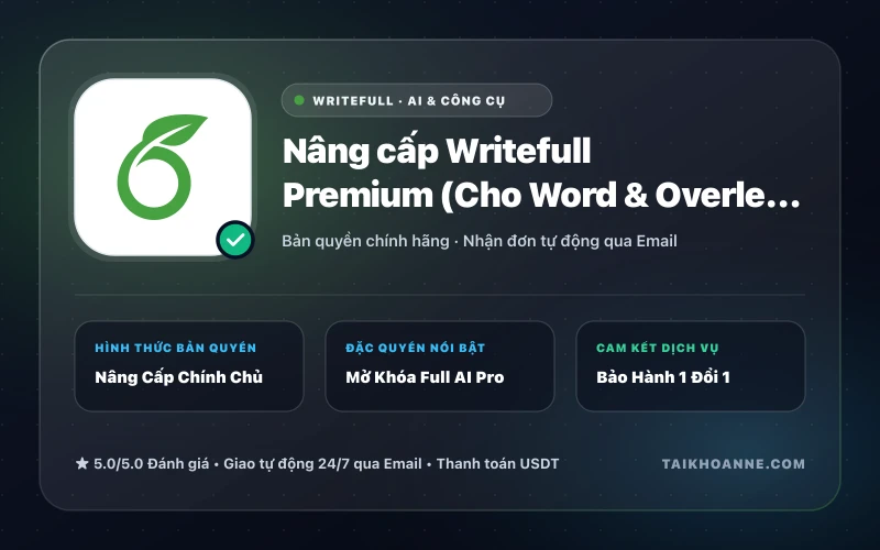 Nâng cấp Writefull Premium (Cho Word & Overleaf LaTeX)