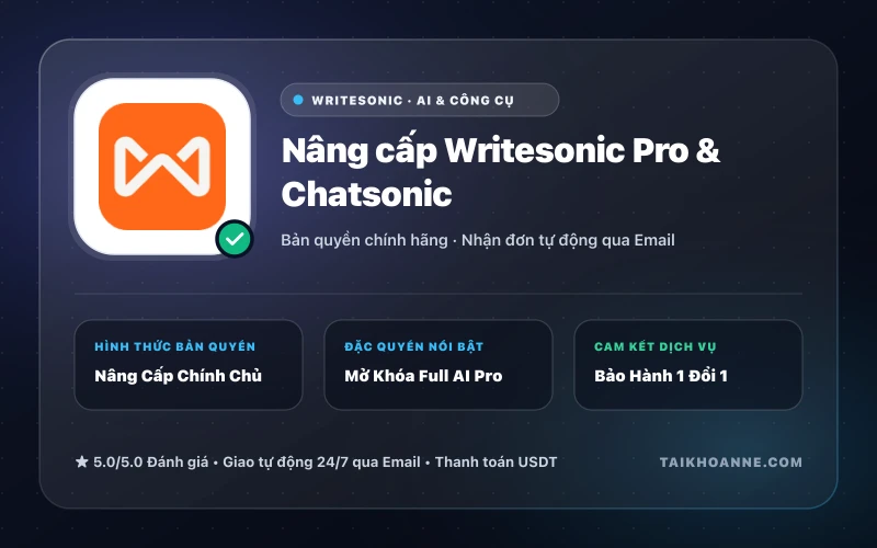 Nâng cấp Writesonic Pro & Chatsonic