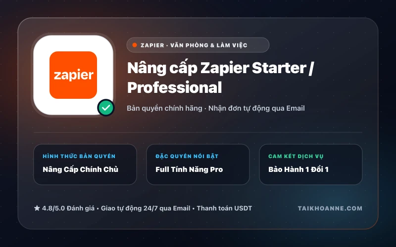 Nâng cấp Zapier Starter / Professional