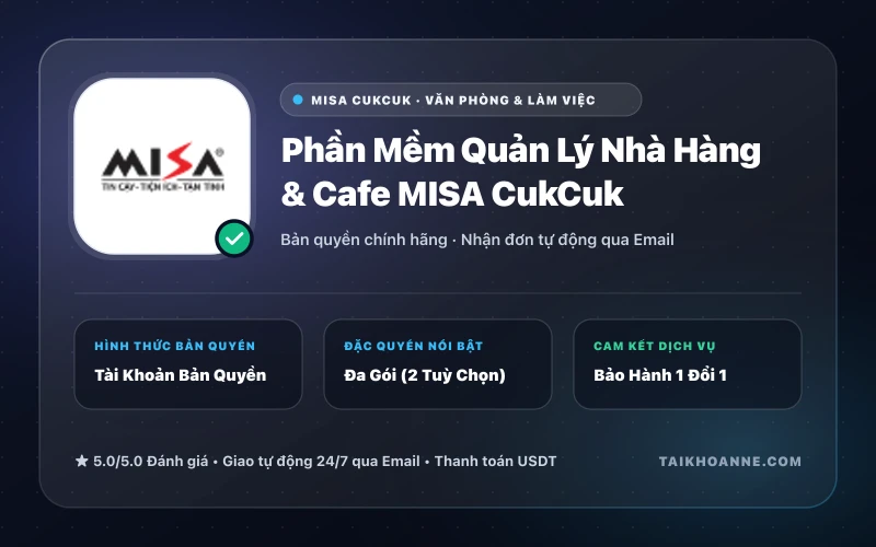 Phần Mềm Quản Lý Nhà Hàng & Cafe MISA CukCuk
